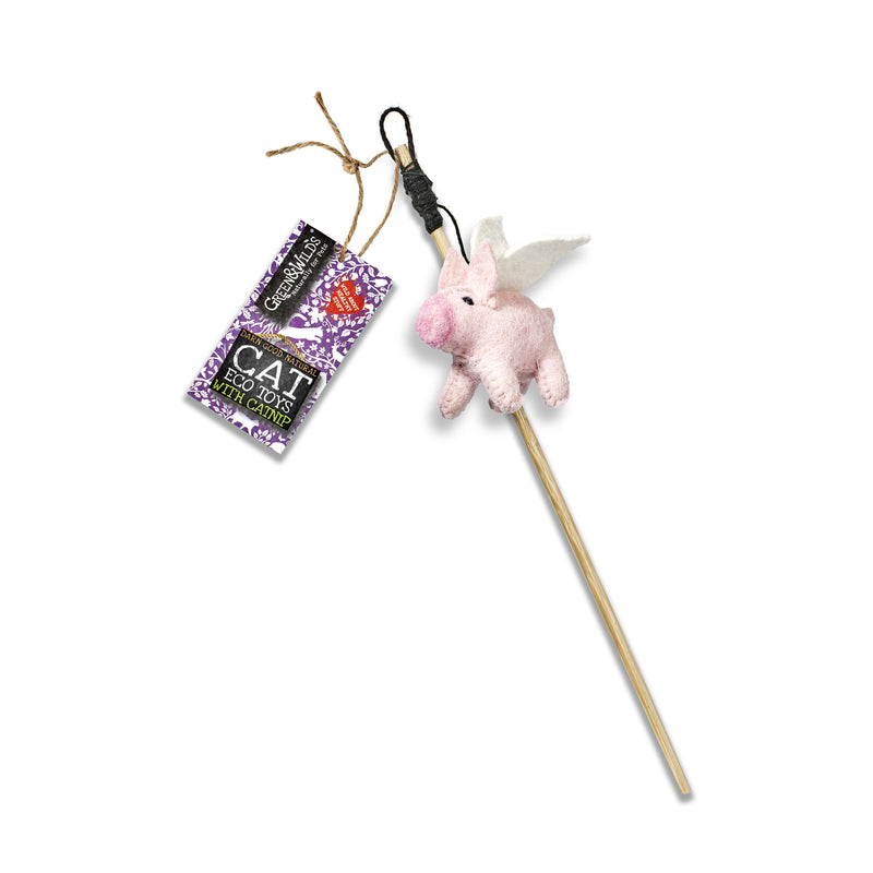 Piggie Sue -  Eco Teaser toy with catnip